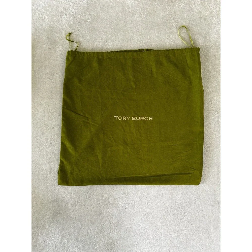 Tory Burch Green Drawstring Dust Bag With Gold Logo Lettering 22”x21”